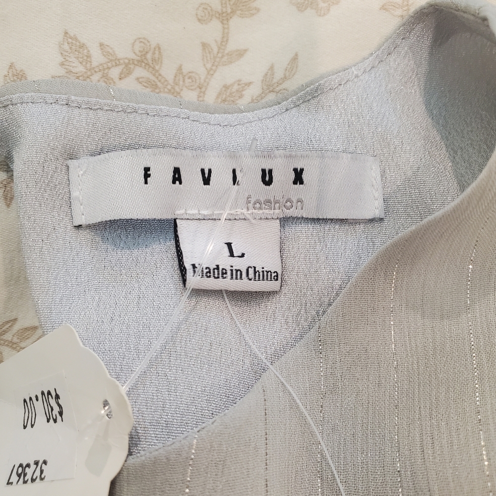 Flavlux Powder Blue Backless Ruffle Dress L - Picture 9 of 9